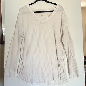 Altar’d State Cream Long Sleeve V-Neck Top